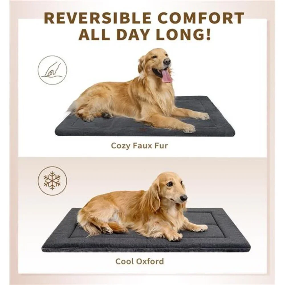 Washable Dog Bed for Size Dogs, Reversible Foam Floor Dog Mat 24*18,